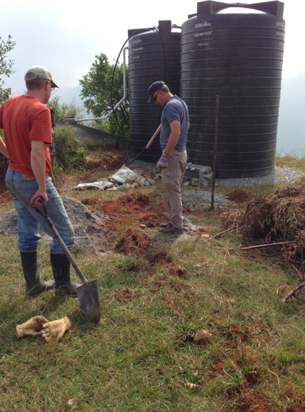 Trench work to deliver water to school bathroom