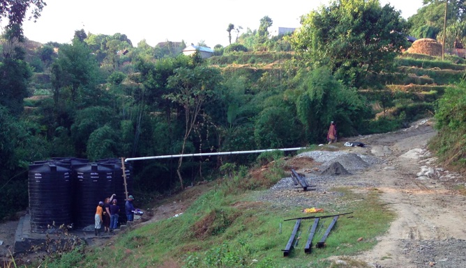 Tank farm collecting water