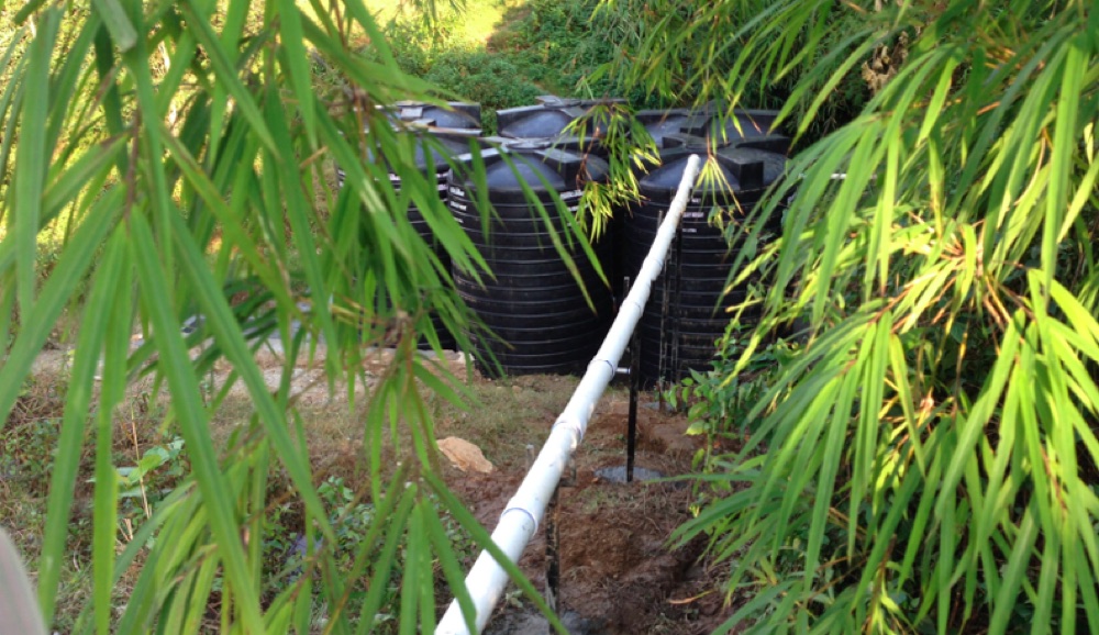 Pipe carries filtered water to the tank farm